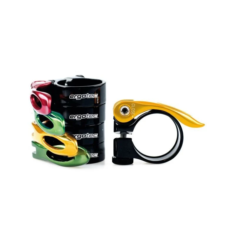 Ergotec Schnellspanner-Sattelstützenklemme Aluminium Schwarz/Gold 31.8mm Schwarz