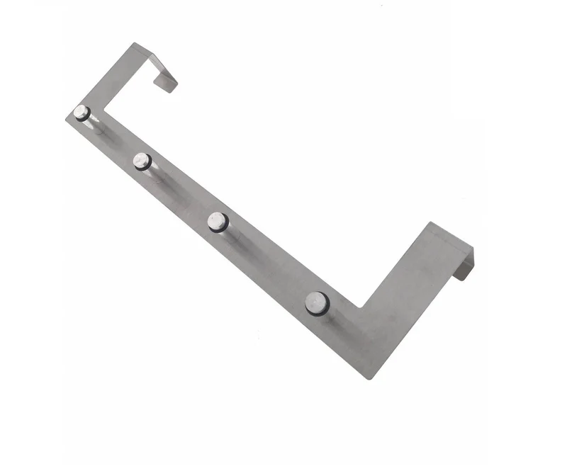 Türgarderobe Edelstahl, 4 Haken, passend für bis zu 40 mm Türstärke, ideal für Jacken.