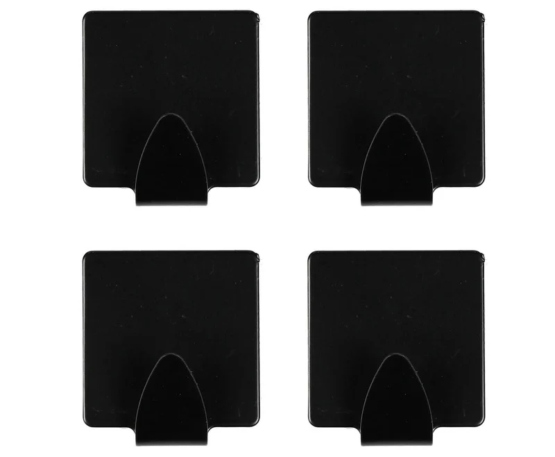 Handtuchhaken-Set 4 Schwarz - Selbstklebend Metall für Bad & Küche