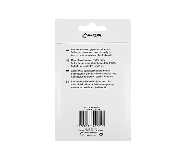 Handtuchhaken-Set 4 Schwarz - Selbstklebend Metall für Bad & Küche