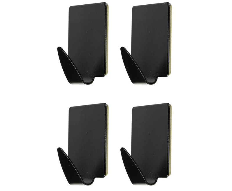 Handtuchhaken-Set 4 Schwarz - Selbstklebend Metall für Bad & Küche