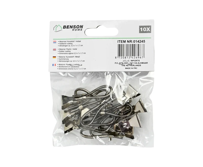 Handtuchclips Schwarz 10-tlg. - 5,3x1x1,7 cm, Gummibeschichtung, Küche/Bad.