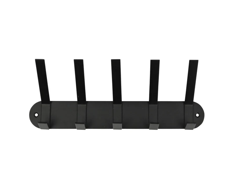 Garderobenleiste Wandmodell - 5 Doppelhaken, Stahl, 30x12,4x7,65 cm