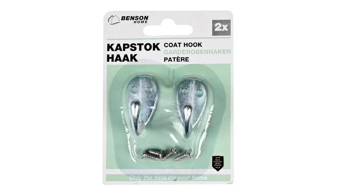 Garderobenhaken-Set 2 Stück Zinklegierung 4x2,5x3,5 cm inklusive Schrauben