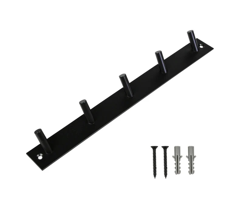 Garderobenleiste 5 Haken Stahl, 31,8 cm, für Jacken und Taschen, inklusive Befestigung