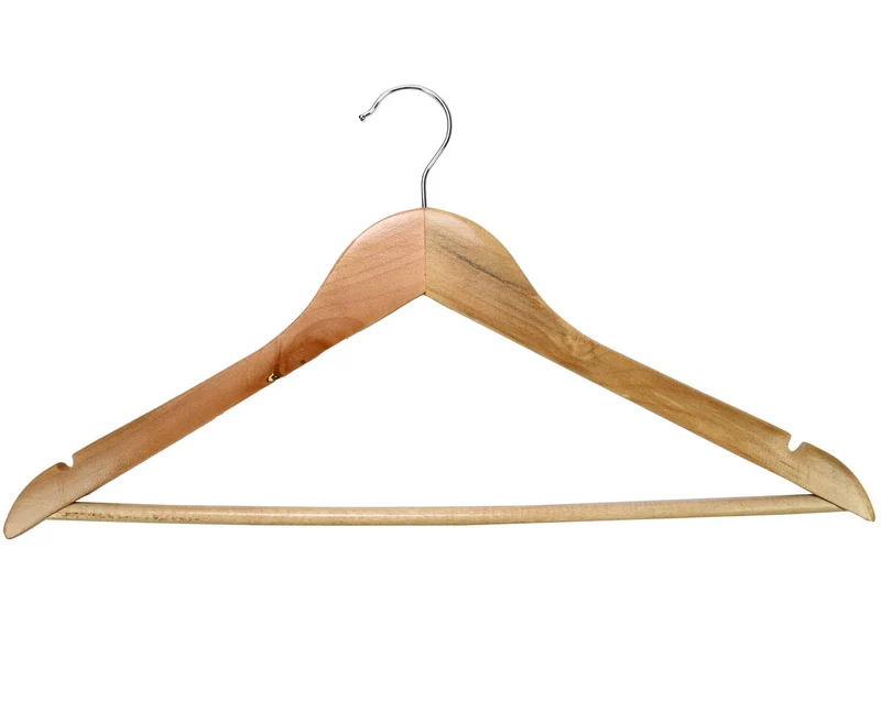 Holzkleiderbügel 5 Stück mit Hosensteg und drehbarem Haken