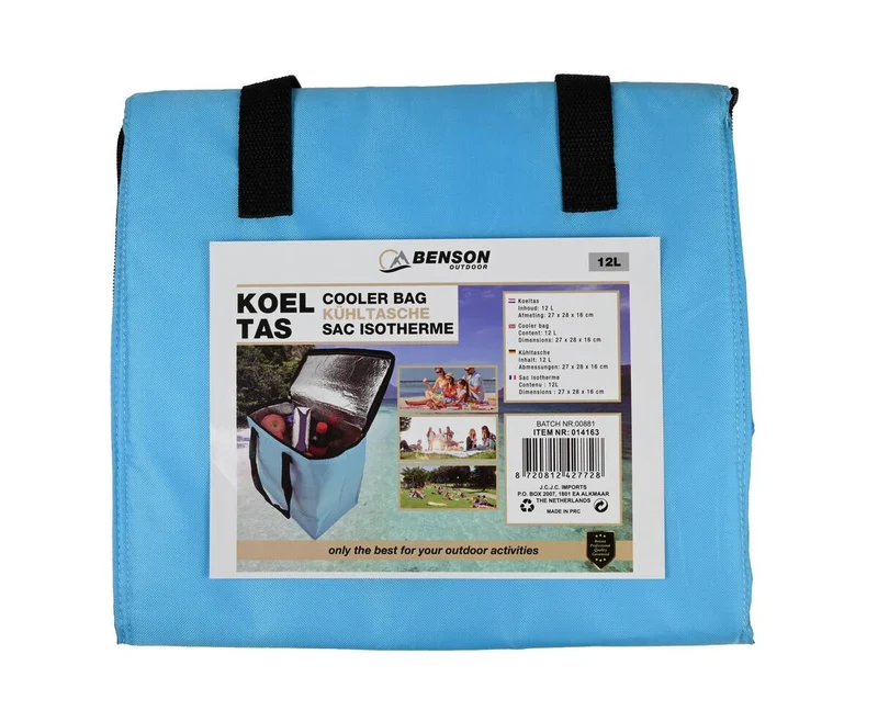 Kühltasche 12L, 27x28x16cm, hält Speisen/Getränke kühl für Picknicks.