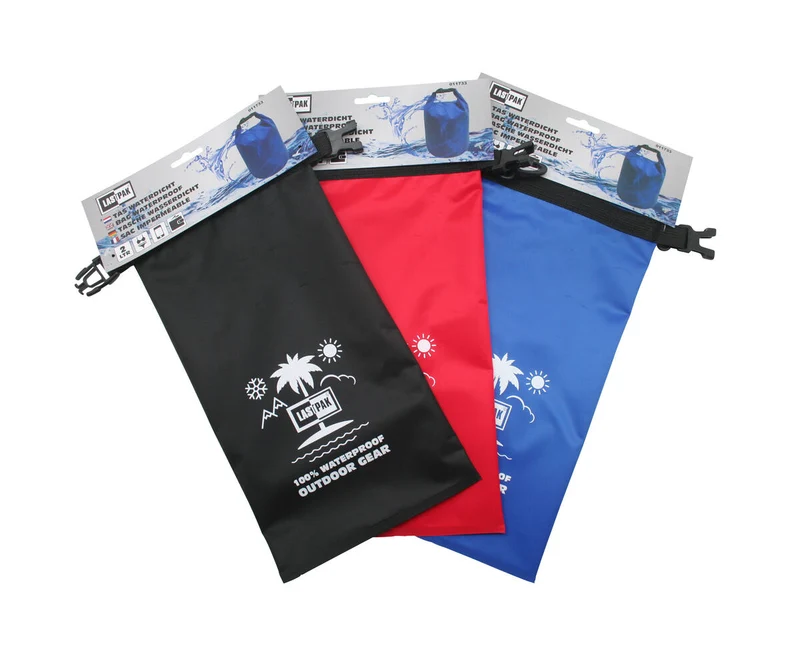Wasserdichte Tasche 2L - Schwarz/Rot/Blau, Ideal für Outdoor-Abenteuer