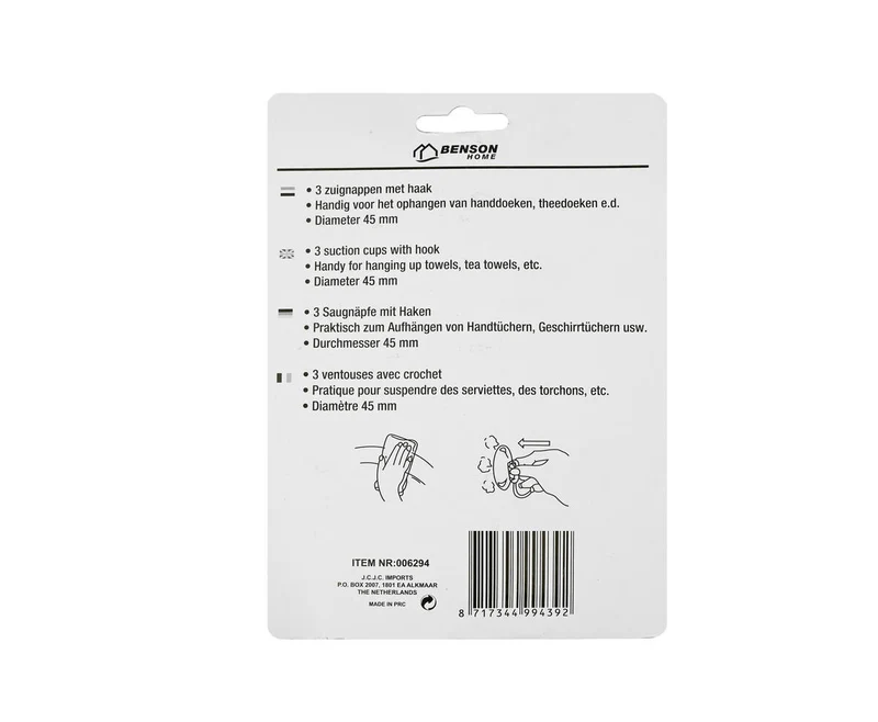 Saugnapf-Haken-Set Ø45 mm - Ideal für Handtücher und Geschirrtücher