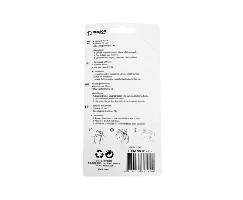Saugnapf-Set 2x Ø55mm Kunststoff Weiß für Küche/Bad Organisation