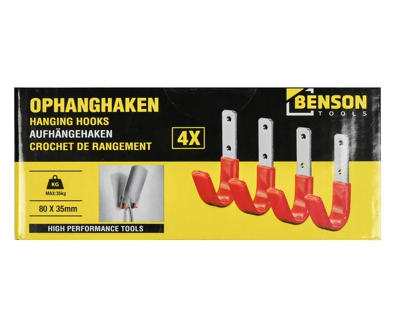 Aufhängehaken 8x3,5 cm - 4er-Set, 35 kg pro Haken, ideal für die Garage.