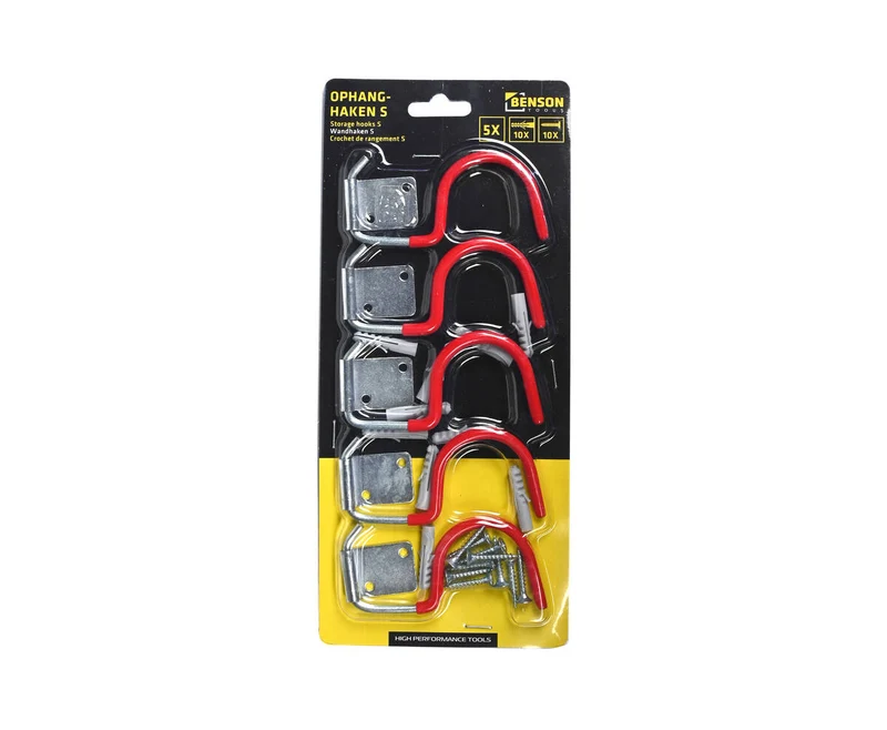 Set aus 5 verzinkten S-Haken, ideal zum Aufhängen von Werkzeugen.