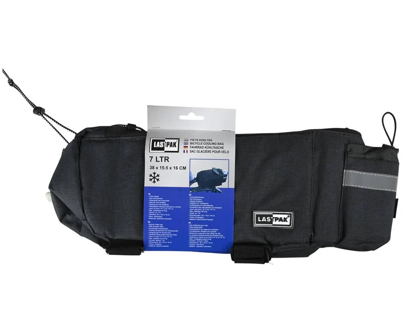 Dunkelgraue Fahrrad-Kühltasche, 7 l, -10 °C bis +70 °C, mit Schultergurt