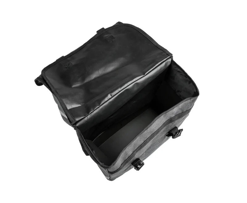 Doppelte graue Canvas-Fahrradtasche 35L, regenfest, Schnellverschluss