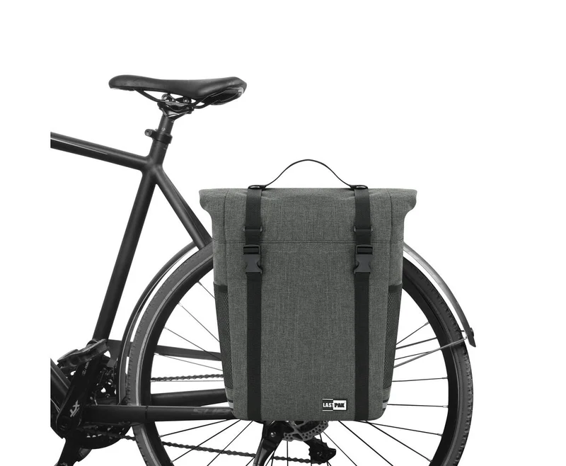 Fahrradtasche 15L Dunkelgrau, Klickverschluss, Wasserabweisend, Tragegriff