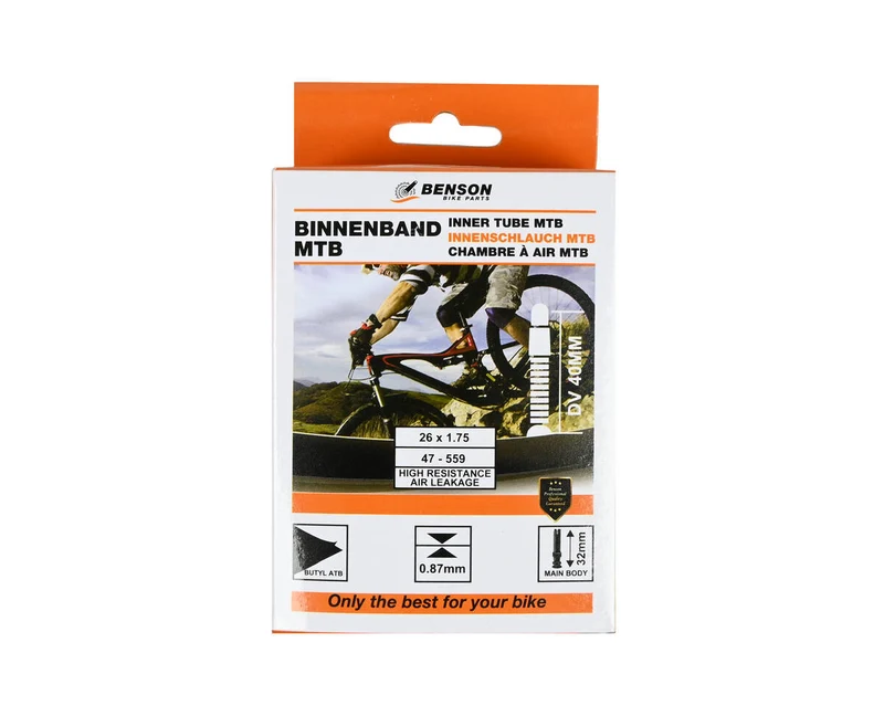 Fahrradschlauch 26x1.75 Butyl MTB, Sclaverandventil, ideal für Mountainbikes.