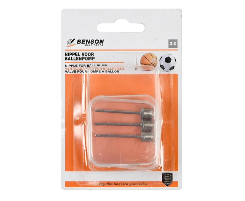 3-tlg. Nippel-Set für Fahrradpumpe - Pumpt Fußbälle mühelos auf