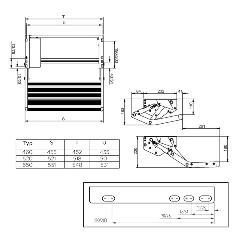 Single Step Alu Trittstufe ausfahrbar 12 Volt 550mm OmniStep 5Kg Alu