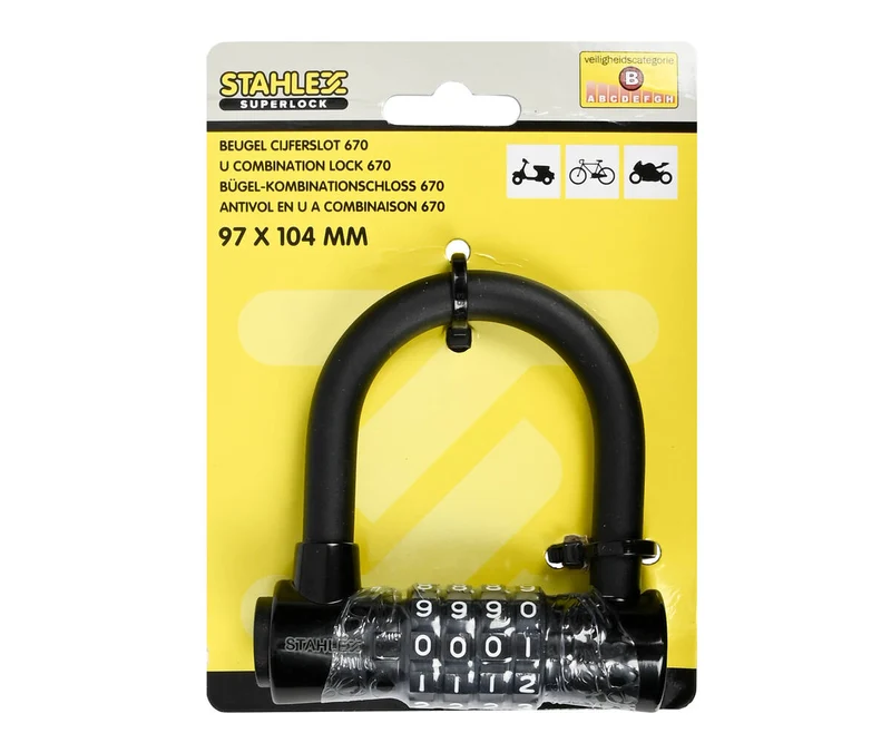 Robustes Zahlenschloss 670, 97x104 mm, Ø10 mm, für Tore und Fahrräder.