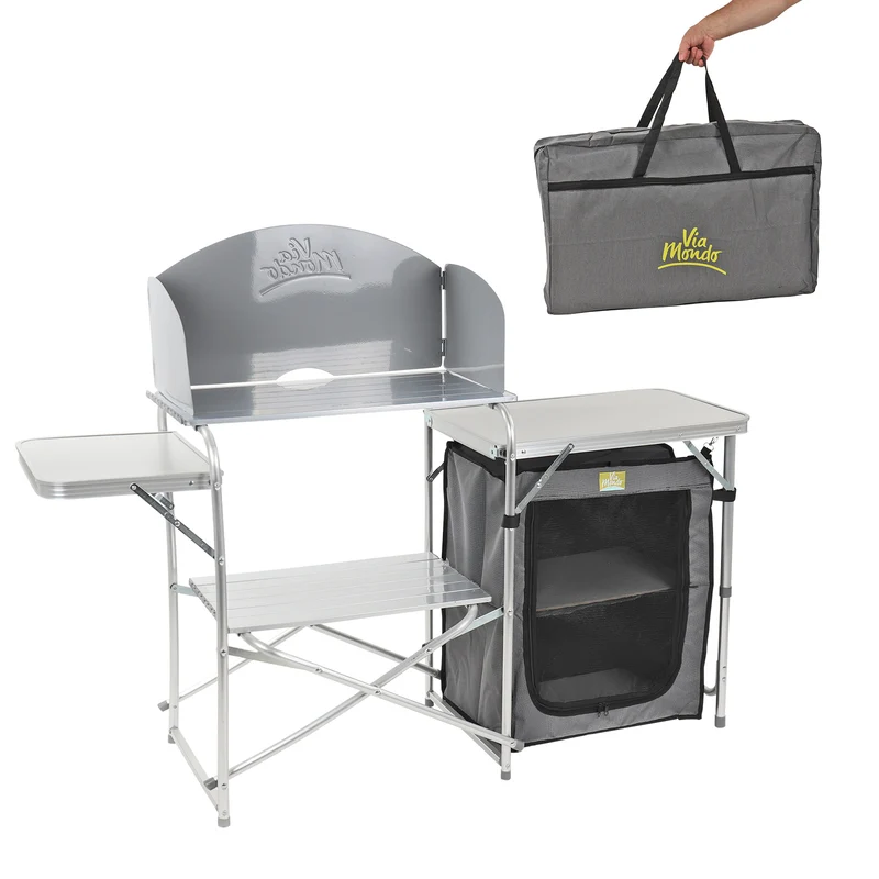 Camping Küche "Maxi" klappbar in Transporttasche, Windschutz, 30 Kg belastbar