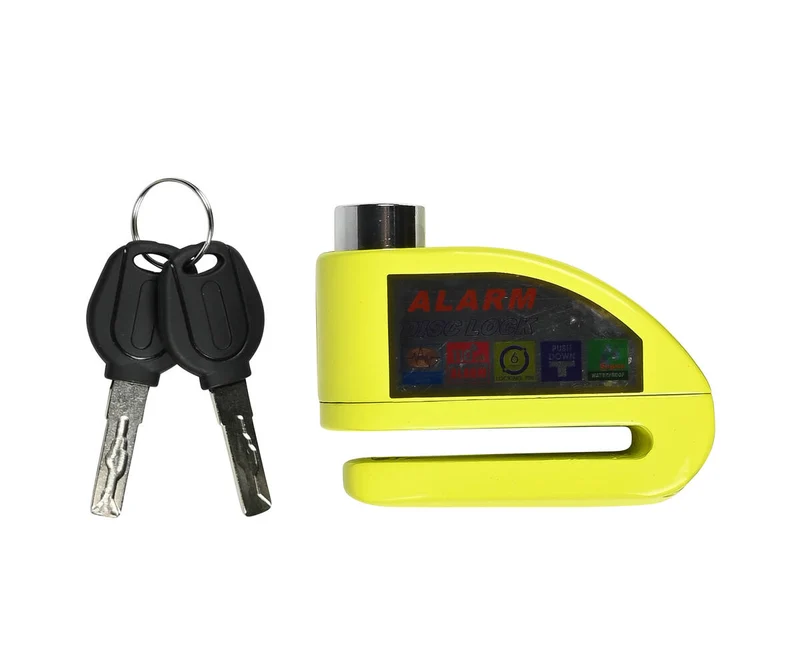 Scheibenbremsschloss Alarm 069 - Gelb, 7,0 mm Bolzen, 110dB Alarm, für Motorräder