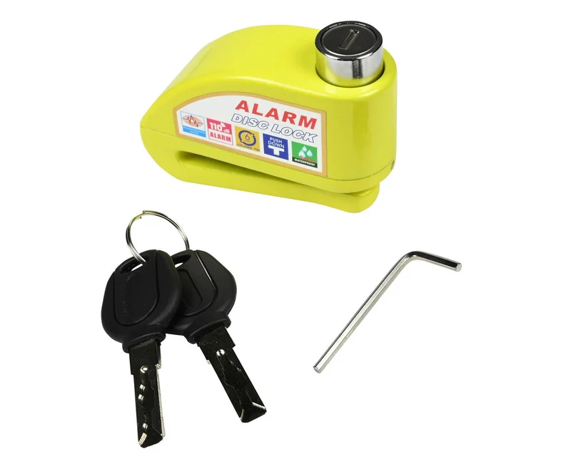 Scheibenbremsschloss Alarm 069 - Gelb, 7,0 mm Bolzen, 110dB Alarm, für Motorräder
