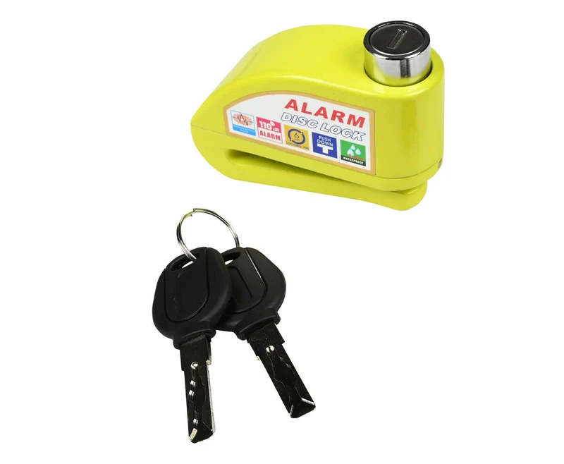 Scheibenbremsschloss Alarm 069 - Gelb, 7,0 mm Bolzen, 110dB Alarm, für Motorräder
