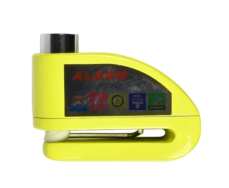 Scheibenbremsschloss Alarm 069 - Gelb, 7,0 mm Bolzen, 110dB Alarm, für Motorräder