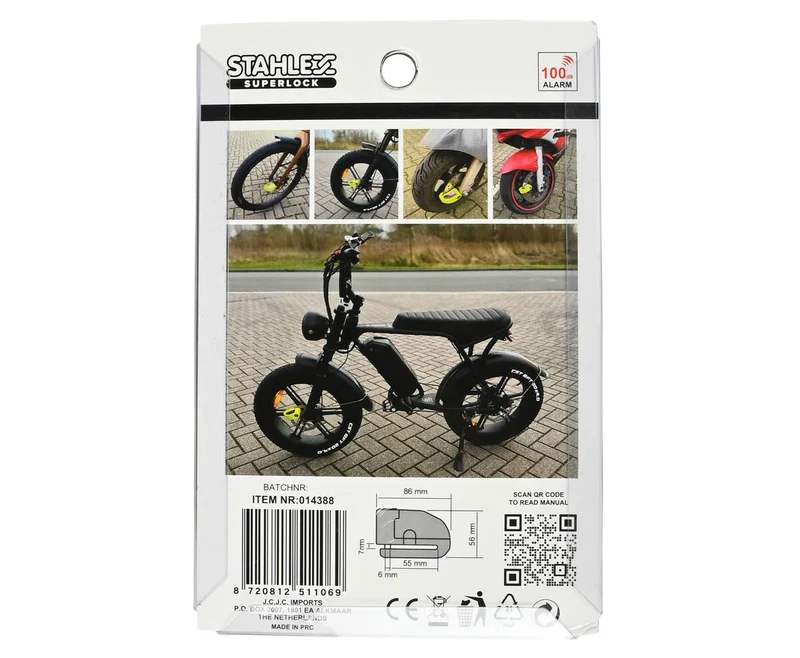 Scheibenbremsschloss Alarm 069 - Gelb, 7,0 mm Bolzen, 110dB Alarm, für Motorräder