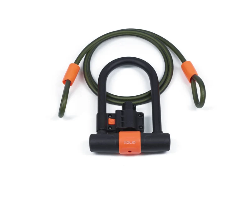 Xolid Bügelschloss 180x245mm mit Kabel 12x1800mm, Armeegrün
