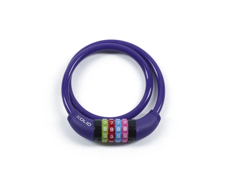 Xolid Lila Kabel-Zahlenschloss 10x650mm - Fahrradsicherung