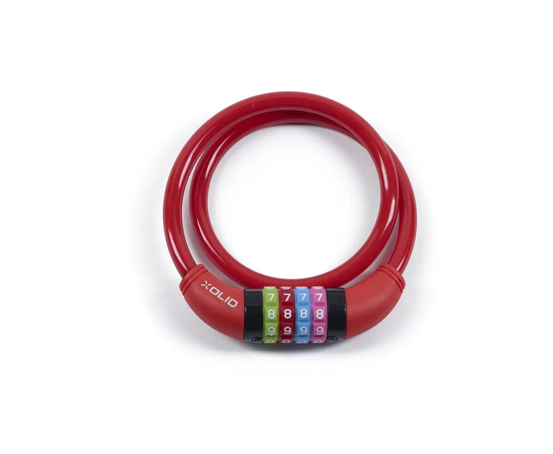 Xolid Rood Kabel-Zahlenschloss 10 mm x 650 mm für Fahrradsicherheit