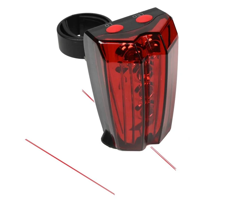 Fahrradrücklicht: 5 LEDs, Laserfunktion, IPX3 wasserdicht, AAA-Batterien