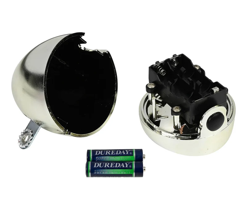 Fahrradscheinwerfer 1 LED, Chrom, 2x AA, stilvoll für nächtliche Fahrten