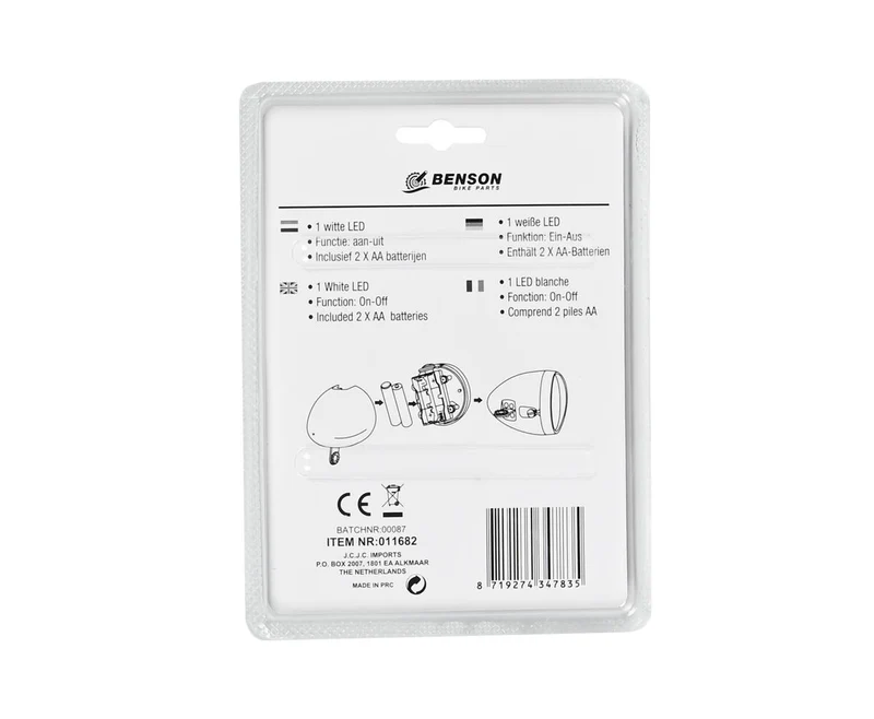 Fahrradscheinwerfer 1 LED, Chrom, 2x AA, stilvoll für nächtliche Fahrten