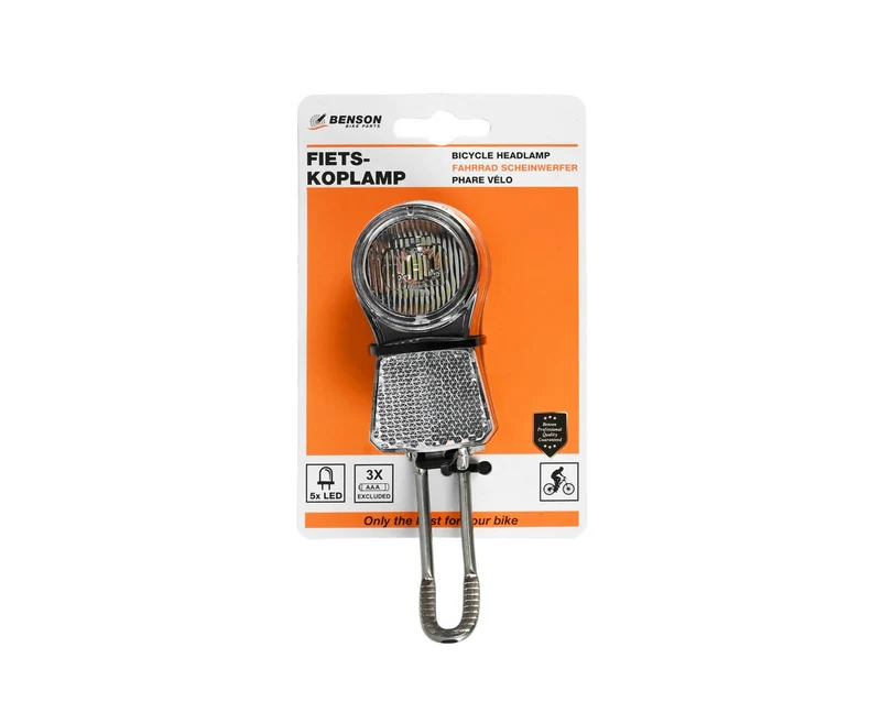Fahrrad-Scheinwerfer Sport LED, 1 weiße LED, 3 Leuchtmodi, Gabelmontage