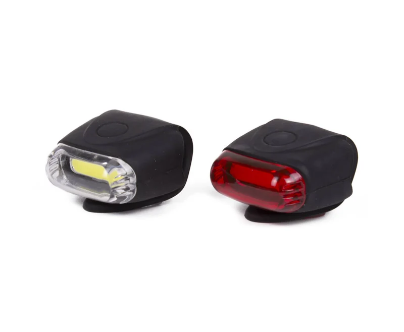 Fahrradlicht COB 2-tlg. Silikon, 12 LEDs, 3 Leuchtmodi, 22,2-31,8 mm.