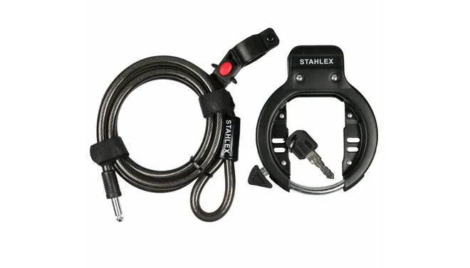 Rahmenschloss 470 + Einsteckkabel: Gehärteter Stahl, 130 cm, Fahrradschutz