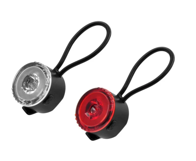Kompaktes LED-Fahrradlampen-Set mit 3 Leuchtmodi und inklusive Batterien