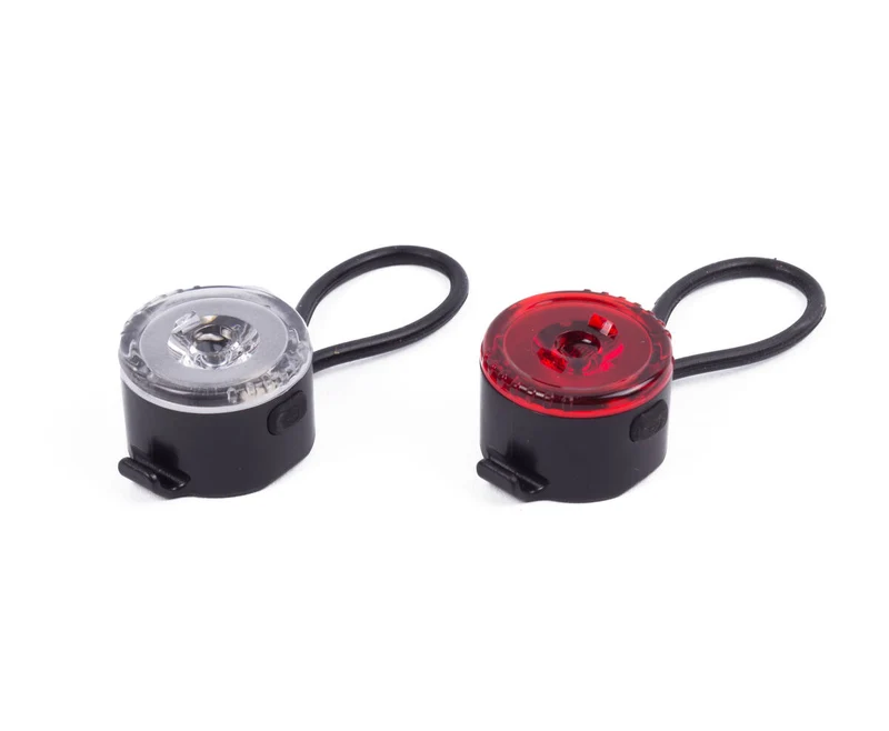 Kompaktes LED-Fahrradlampen-Set mit 3 Leuchtmodi und inklusive Batterien