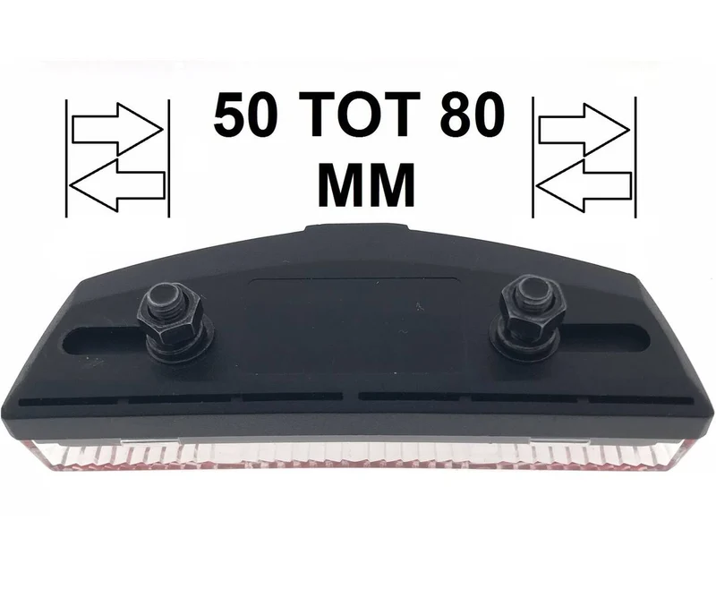 Fahrradrücklicht: 2 LEDs, Reflektor, IPX3, 50/80 mm Gepäckträger