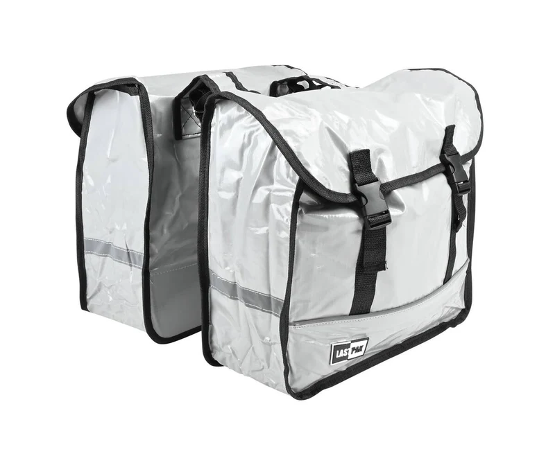 Doppeltaschen für Fahrräder 35L Nardo Grau, Klickverschluss, Kindersitz, wasserabweisend