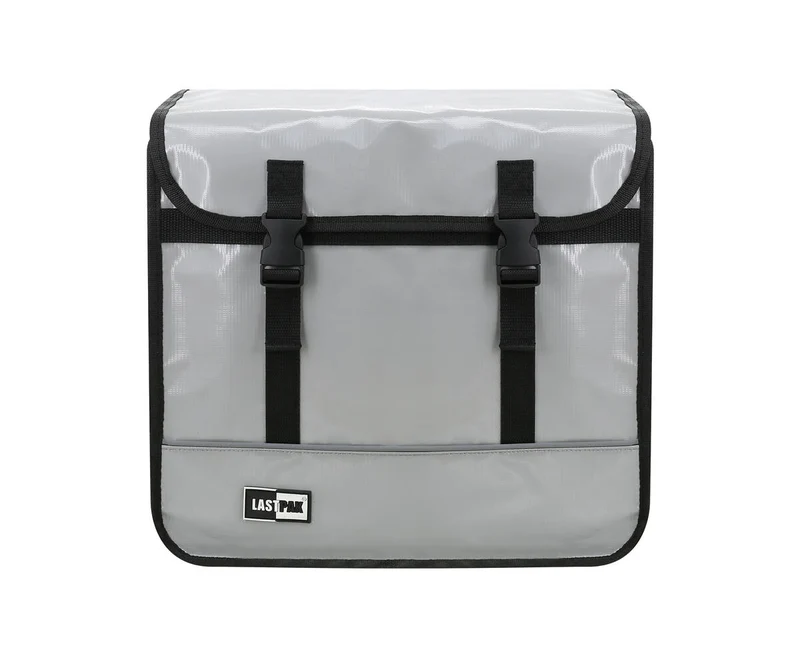 Doppeltaschen für Fahrräder 35L Nardo Grau, Klickverschluss, Kindersitz, wasserabweisend