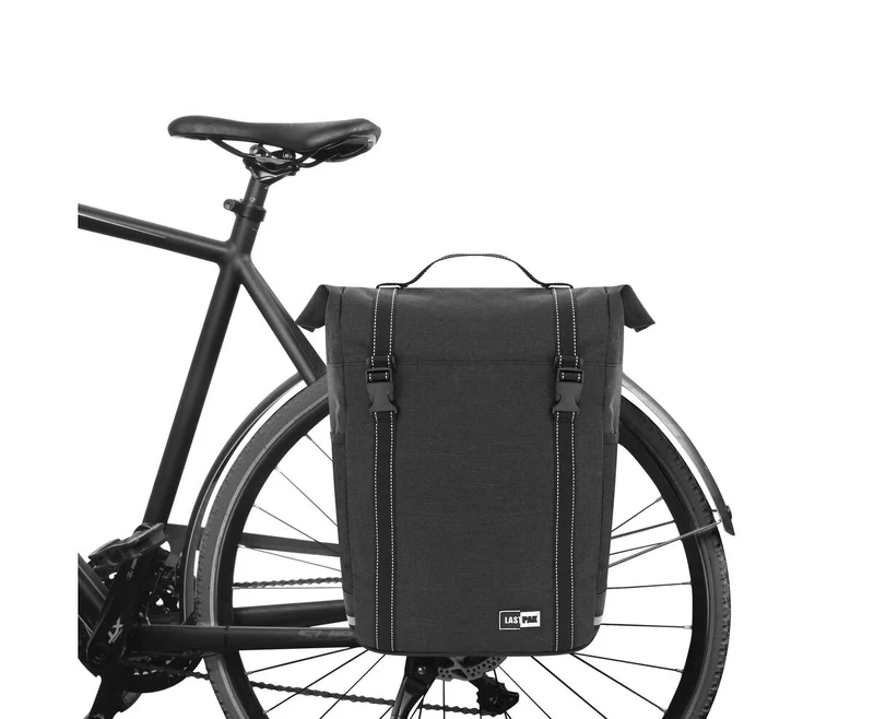 Schwarze Fahrradtasche 15L, wasserabweisend, mit Reißverschluss und Tragegriff