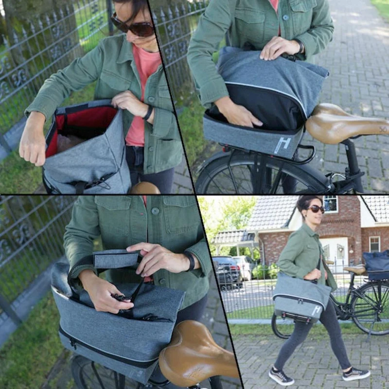 Haberland Gepäckträgeraufsatztasche Lena grau - praktische Racktime 2.0 Transportlösung