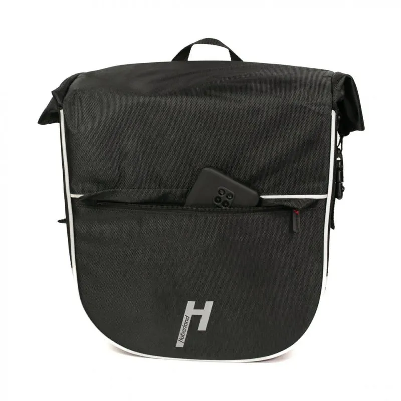 Haberland Frontträger-Tasche eMotion schwarz - stabile Lenkertasche mit Rollverschluss