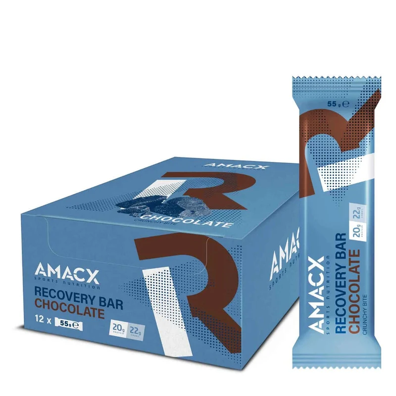 Recovery-Riegel Amacx Recovery Bar Schokolade Box 12stk Blau