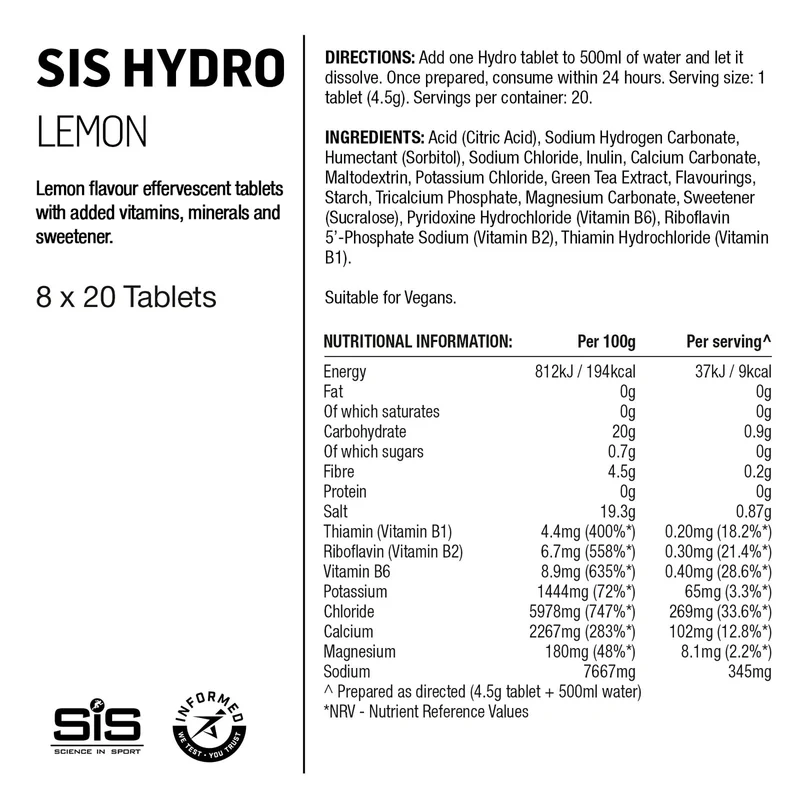 SIS GO Hydration Tabletten 20x4.5g Zitrone