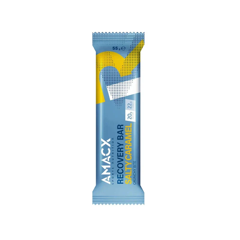 Recovery-Riegel Amacx Recovery Bar Gesalzenes Karamell Box 12stk Blau