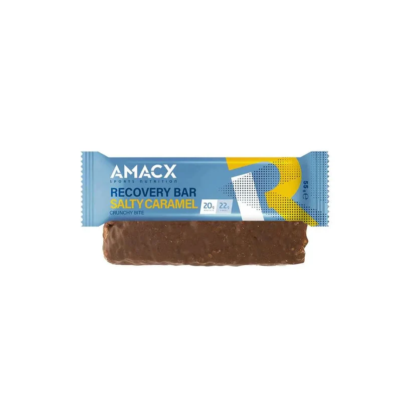 Recovery-Riegel Amacx Recovery Bar Gesalzenes Karamell Box 12stk Blau